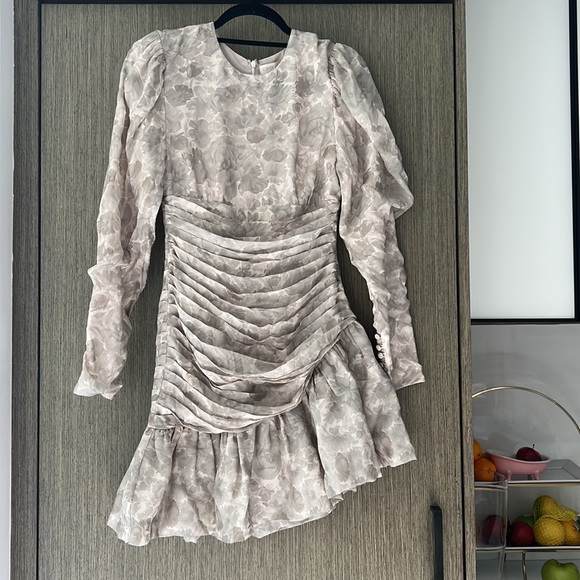 COPY - Ronny Kobo Silk Floral Pattern Puff Long Sleeve Mini Dress sz Small - Picture 4 of 6